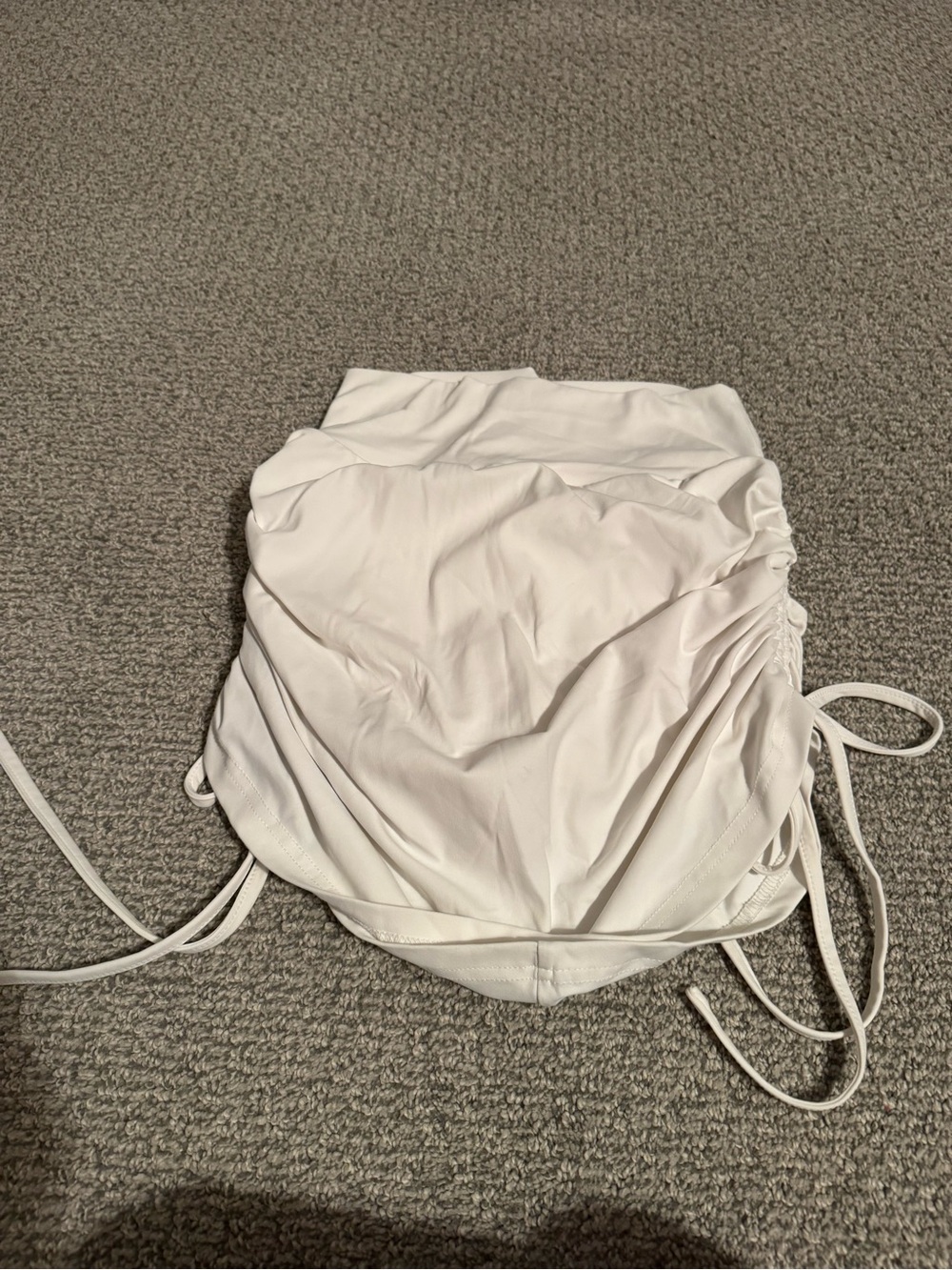 Women’s White Drawstring Skort with Ruched Sides